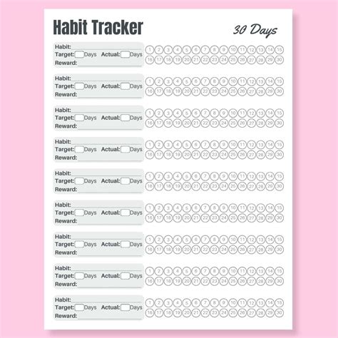 30 Day Habit Tracker Printable