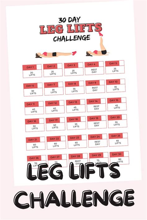 30 Day Leg Raise Challenge Printable Calendar