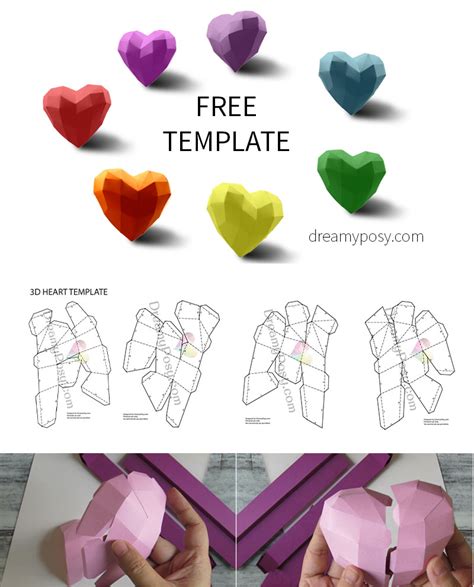 3d Paper Heart Template