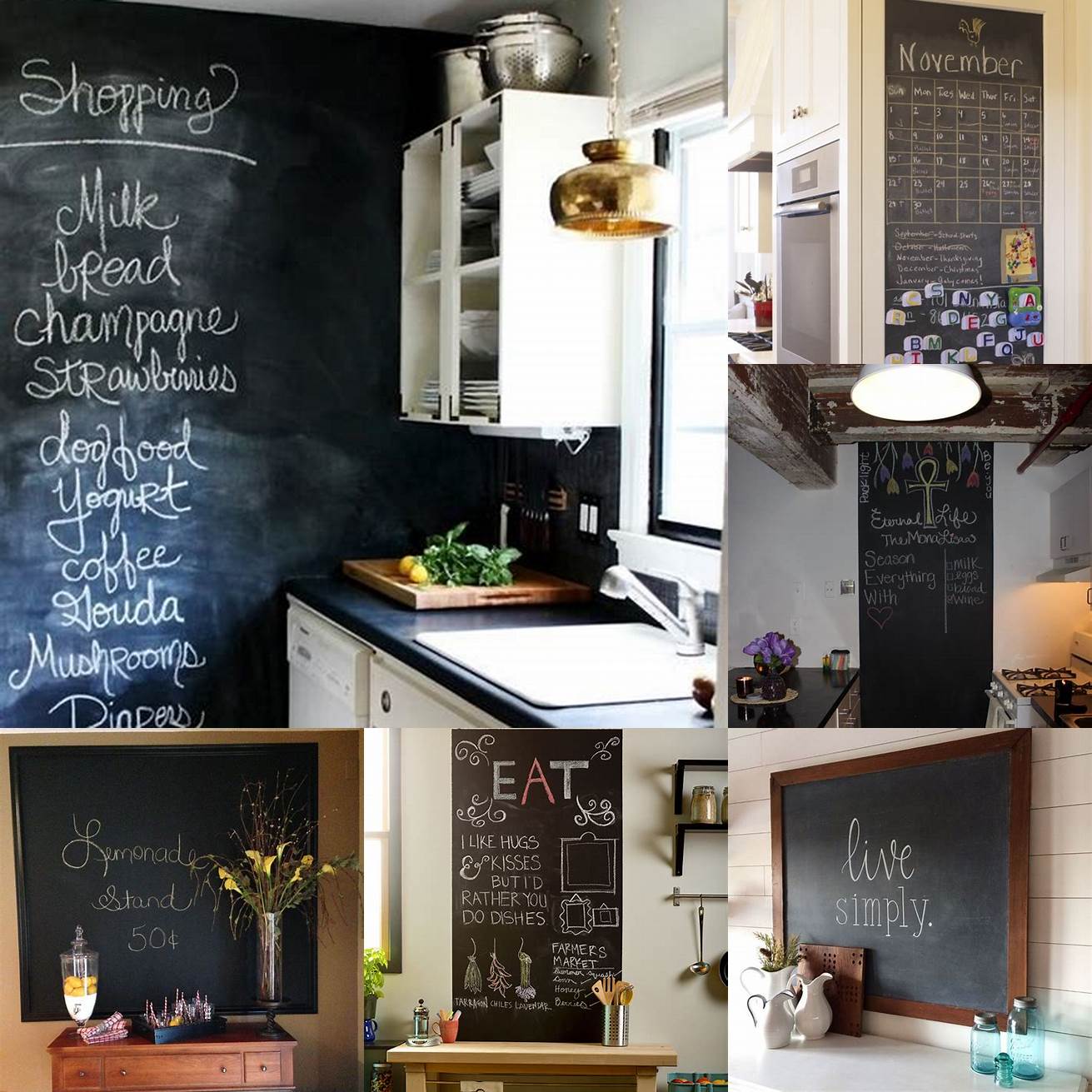 4 Communication The kitchen chalkboard can also be used for leaving messages and notes for family members Whether its a reminder to take out the trash or a love note for your spouse the chalkboard is a great way to communicate with your family