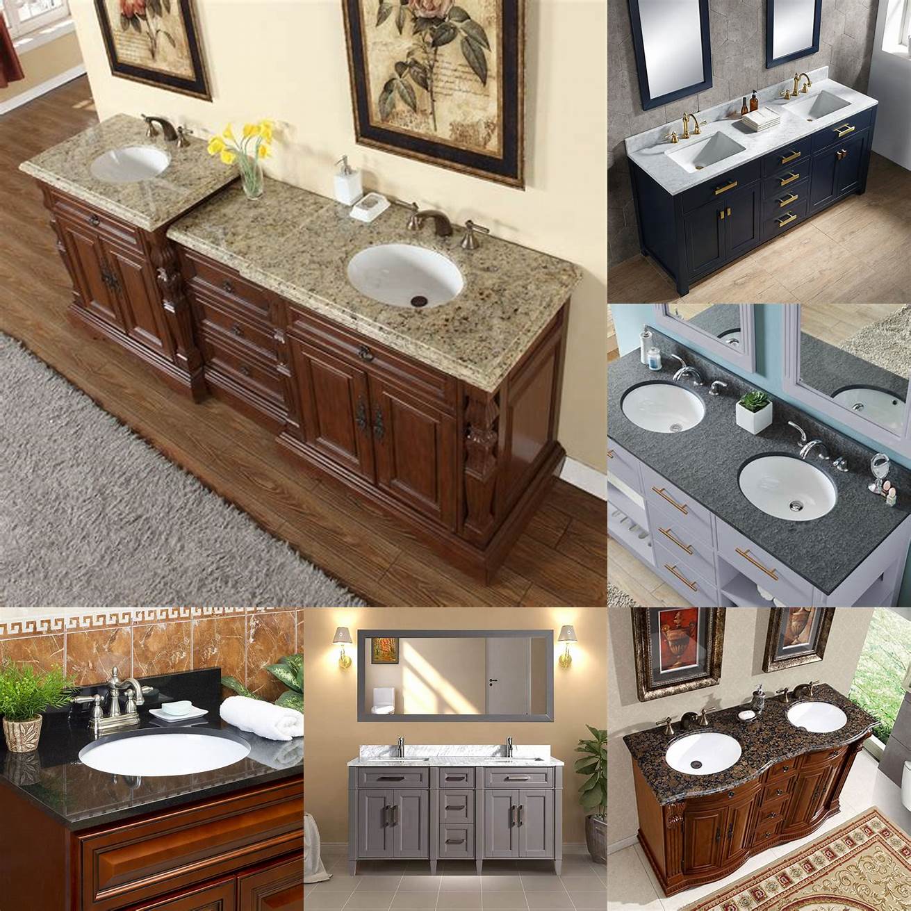 4 Double sink granite bathroom vanity