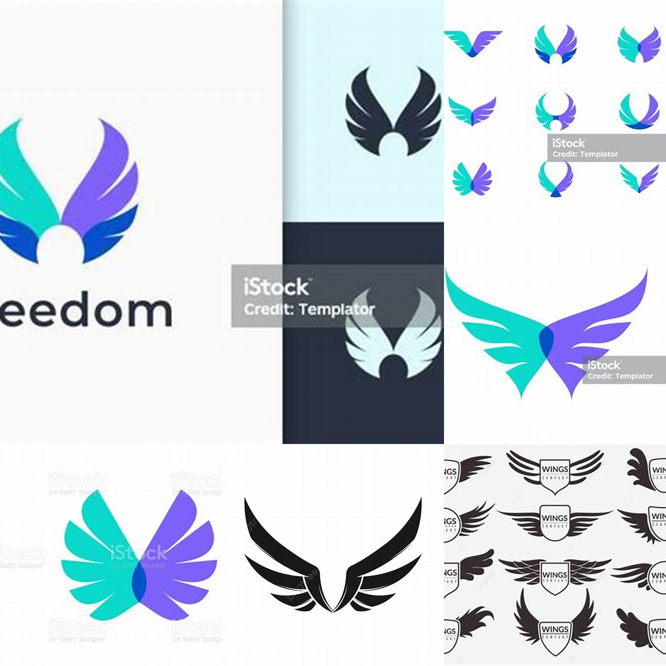 4 Emblem dengan gambar sayap atau benda yang mewakili kebebasan