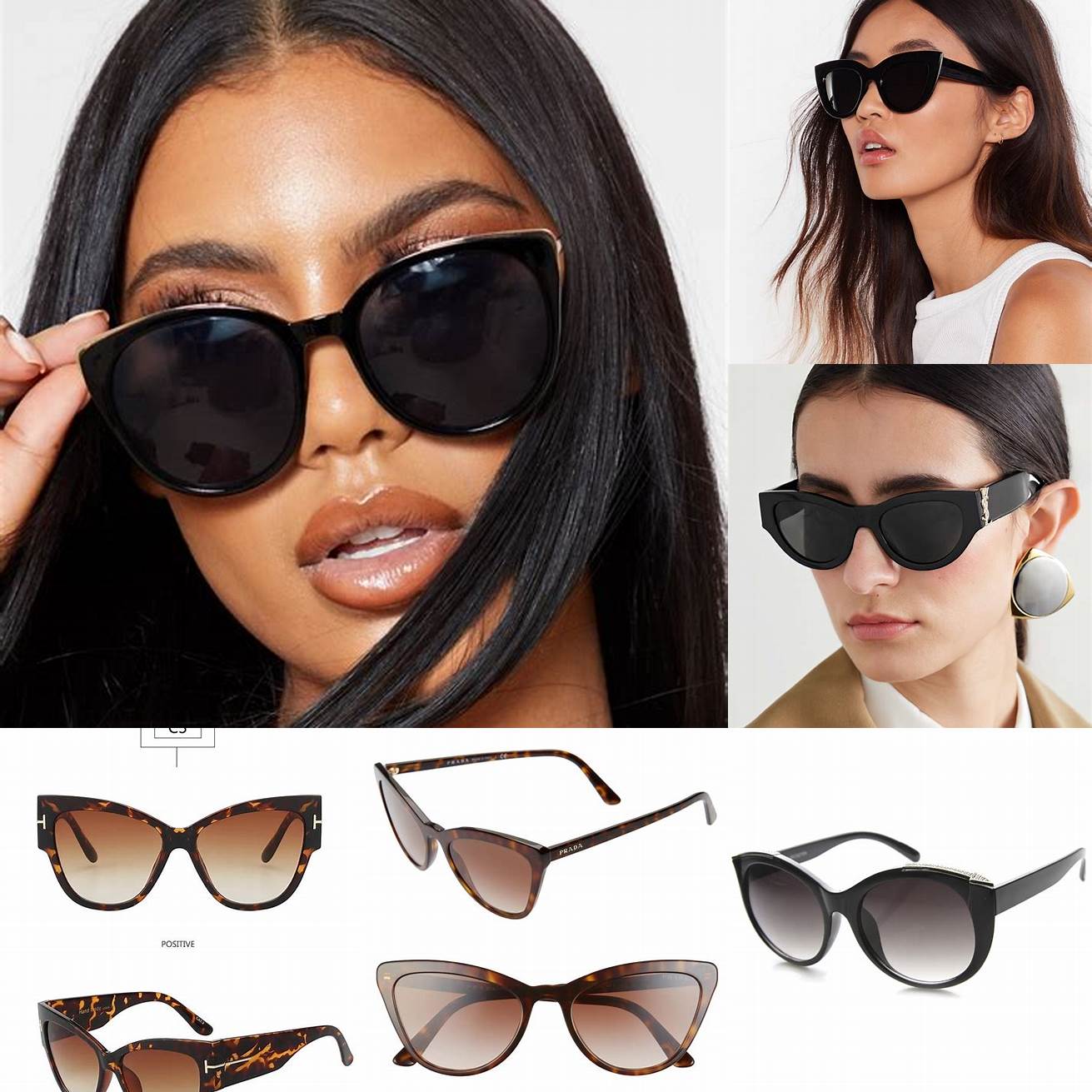4 Oversized Cat Eye Sunglasses with Gradient Lens