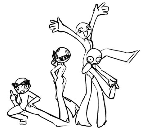 4 Person Drawing Template