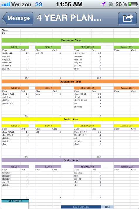 4 Year Plan Template Google Sheets