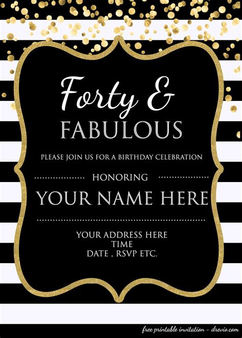 40th Party Invitations Templates Free