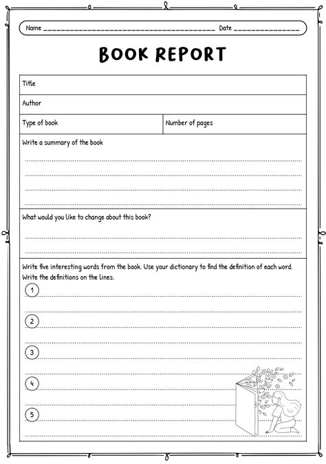 4th Grade Book Report Template
