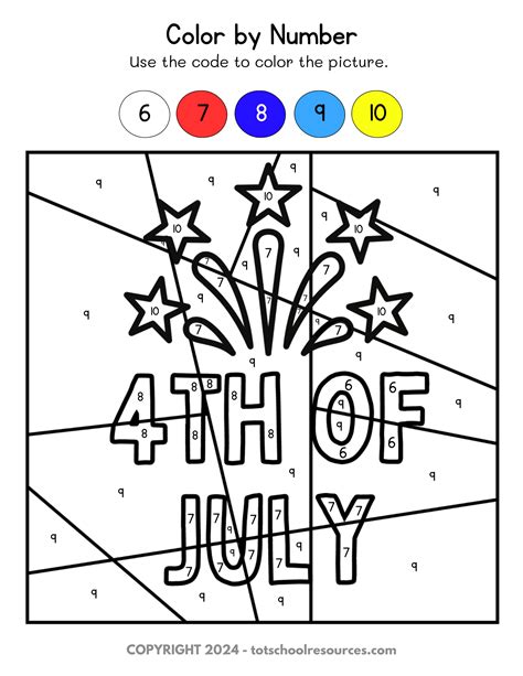 4th Of July Color By Number Printable