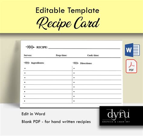 4x6 Recipe Card Template Word
