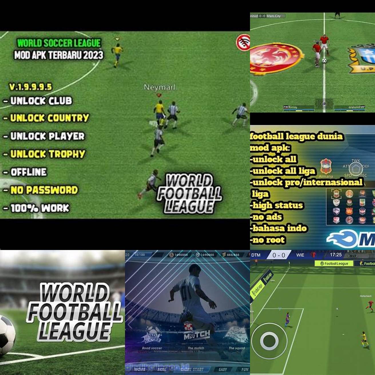 5 Beragam fitur World Football League Mod Apk menawarkan banyak fitur menarik seperti mode latihan mode taktik dan banyak lagi