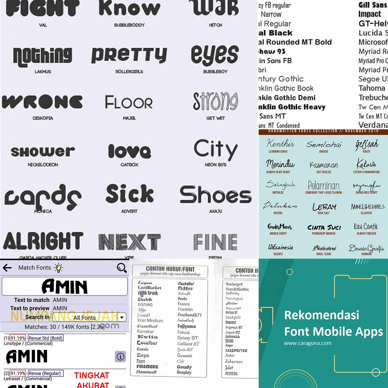 5 Berbagai jenis font