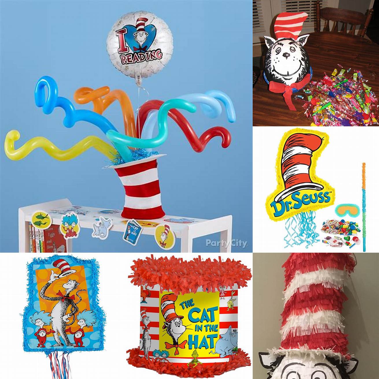 5 Cat in the Hat Pinata with balloons