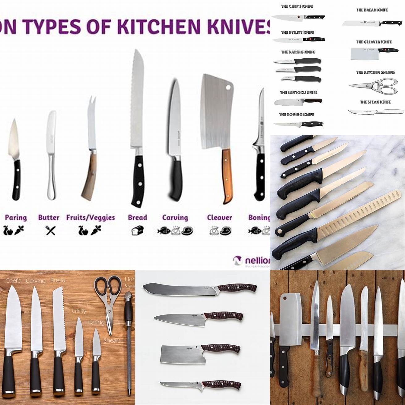 5 Different types of kitchen knives
