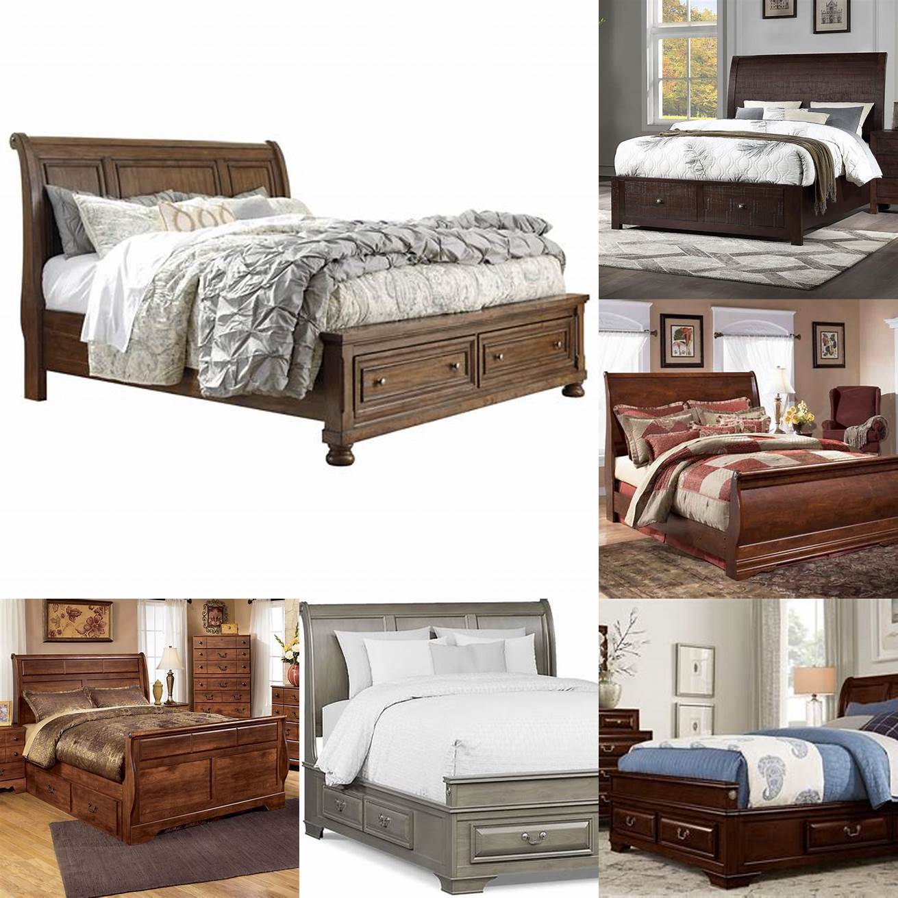5 Queen Size Sleigh Bed with Storage