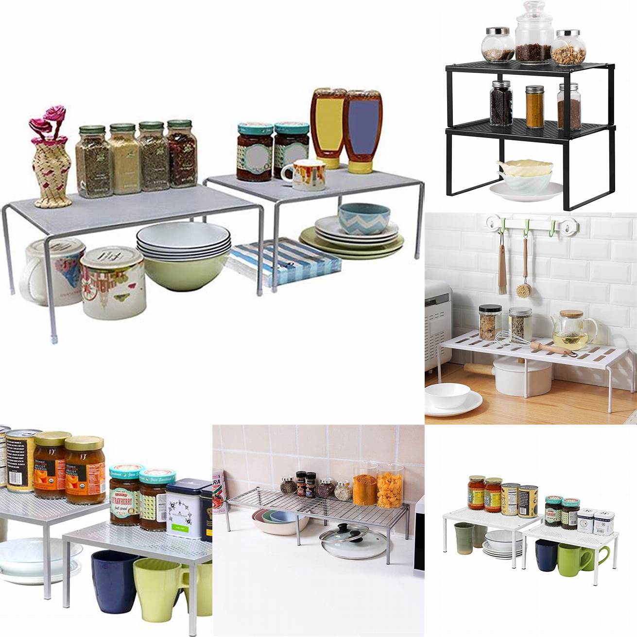 5 SimpleHouseware Expandable Stackable Kitchen Cabinet and Counter Shelf Organizer