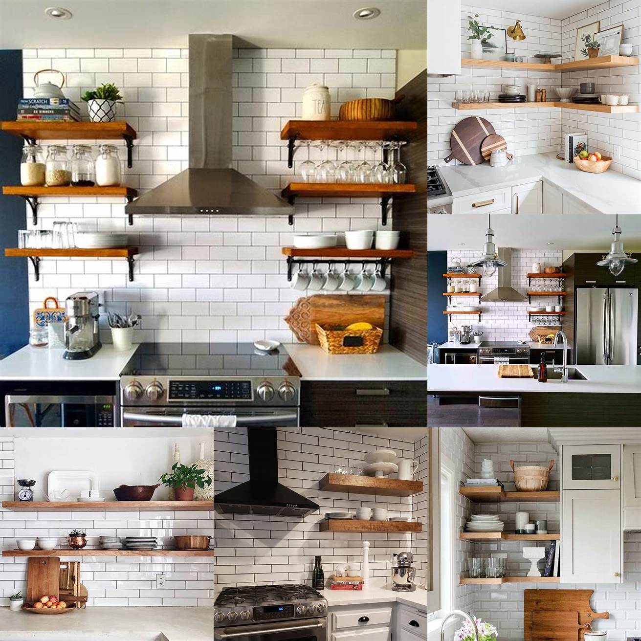 5 Subway Tile Kitchen with Open Shelving
