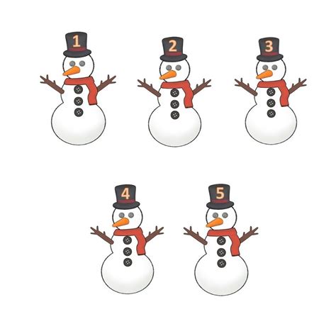 5 Little Snowmen Standing In A Row Printable