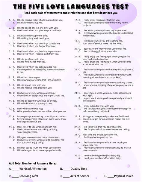 5 Love Languages Printable Quiz