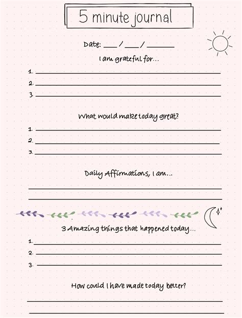 5 Minute Journal Template