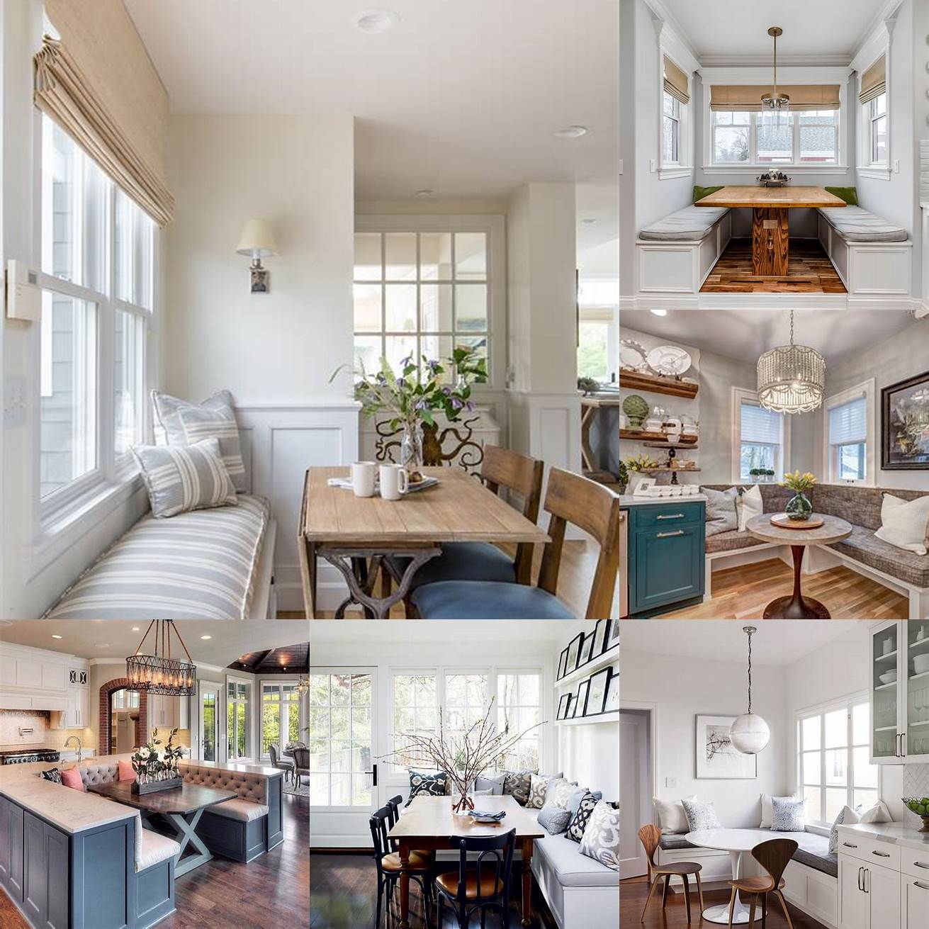 6 An open concept kitchen with a cozy breakfast nook and built-in banquette seating