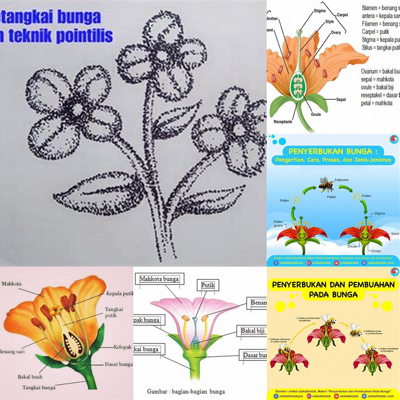 6 Emblem dengan gambar bunga atau tumbuhan