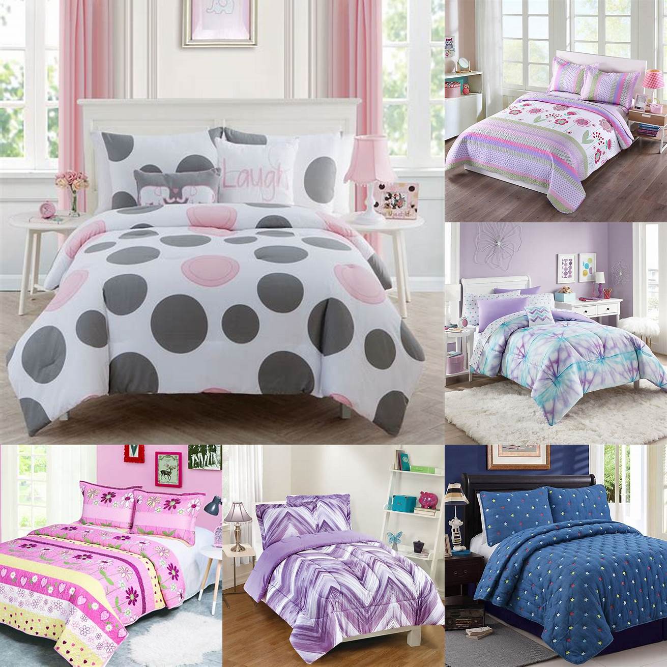 6 Full size kids bed with colorful bedding