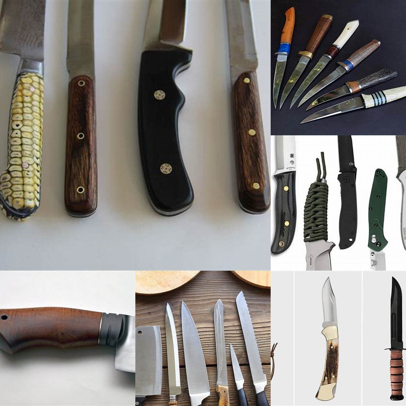 6 Knife handles with different materials