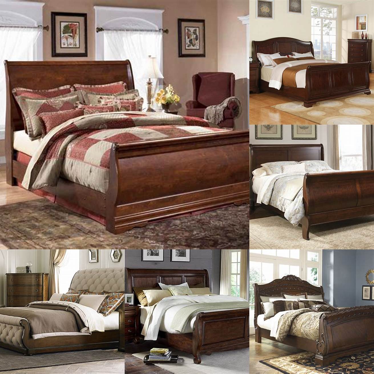 6 Queen Size Sleigh Bed with Canopy