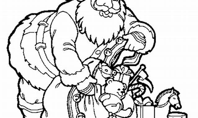 7 Modèle Père Noël avec sa hotte et ses oursons