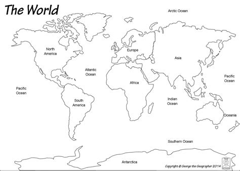 7 Continents Blank Map Printable