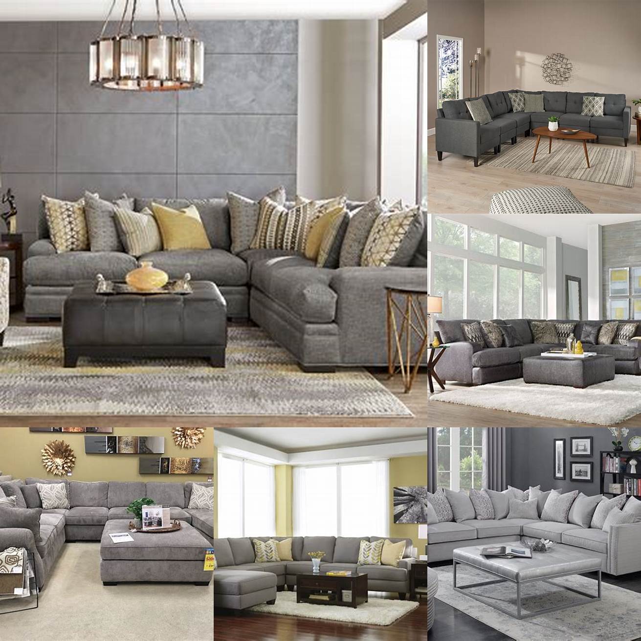 A 3 piece sectional sofa in grey color adds sophistication to your living room