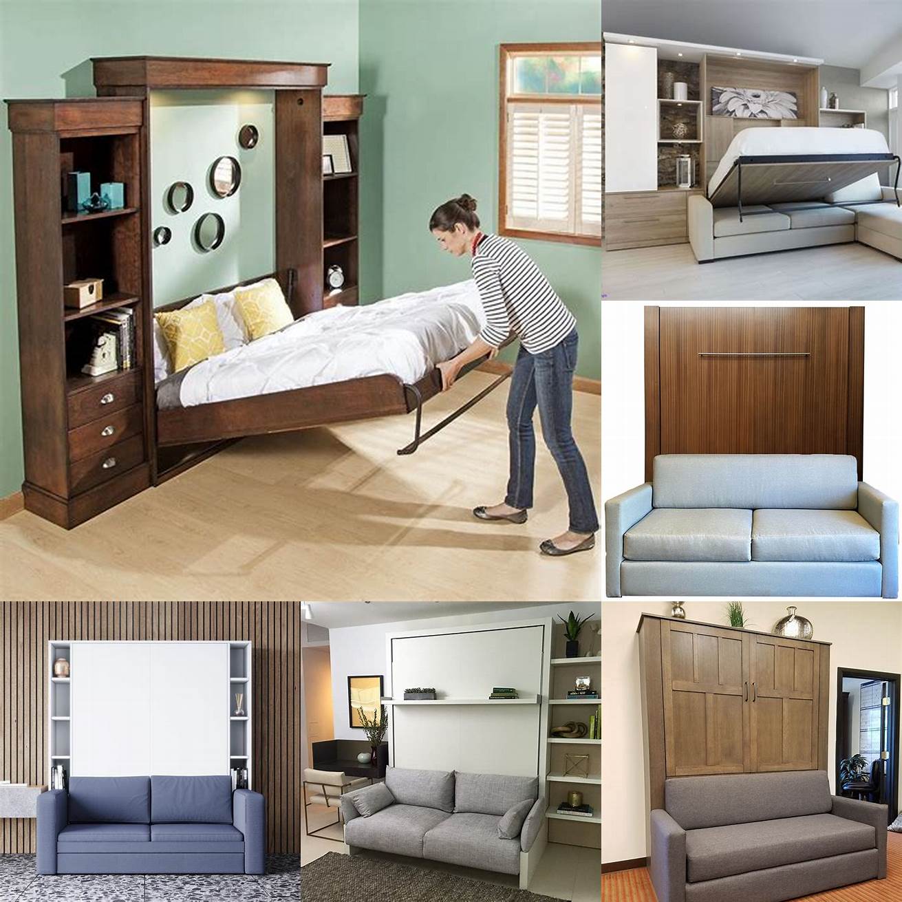 A Queen Size Murphy Bed with a built-in sofa