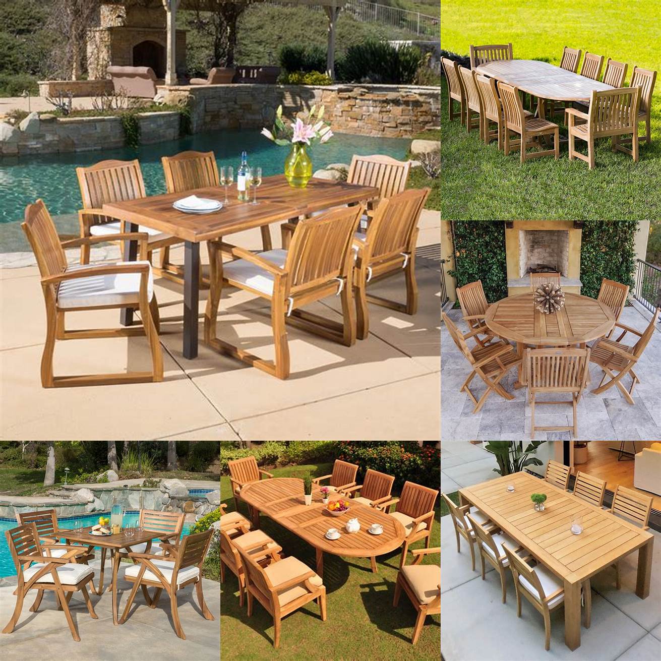 A Teak Patio Set In An Outdoor Dining Room