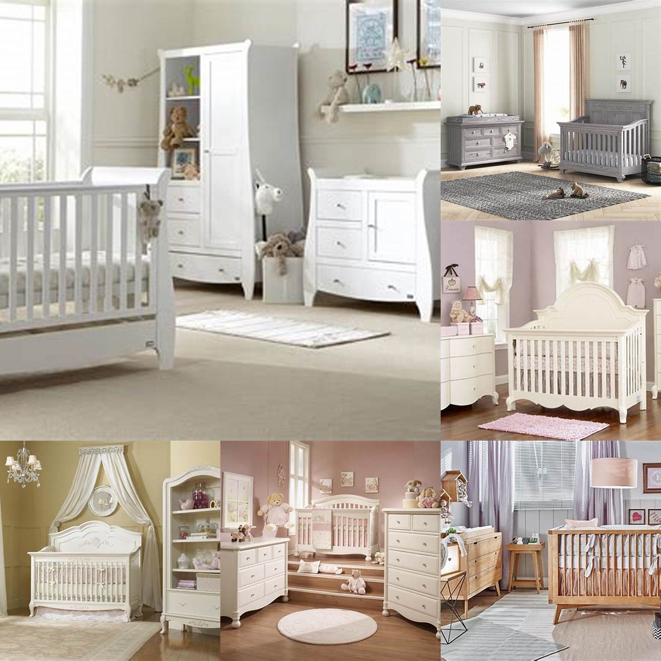 A baby furniture set can include matching accessories like a bookshelf or nightstand