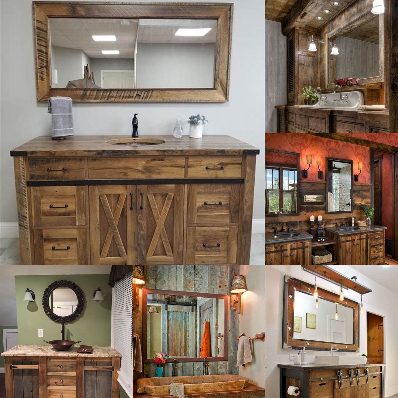 A barnwood rustic bathroom vanity can add a unique touch to your bathroom decor