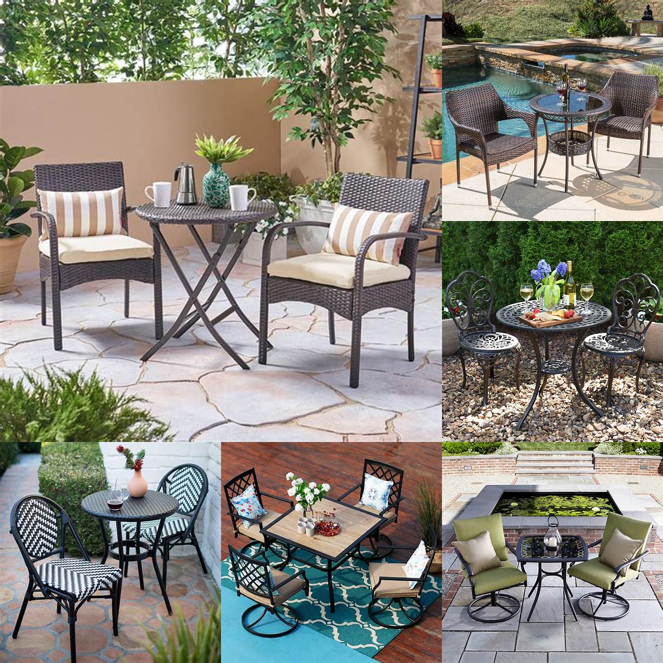 A bistro set in an outdoor space
