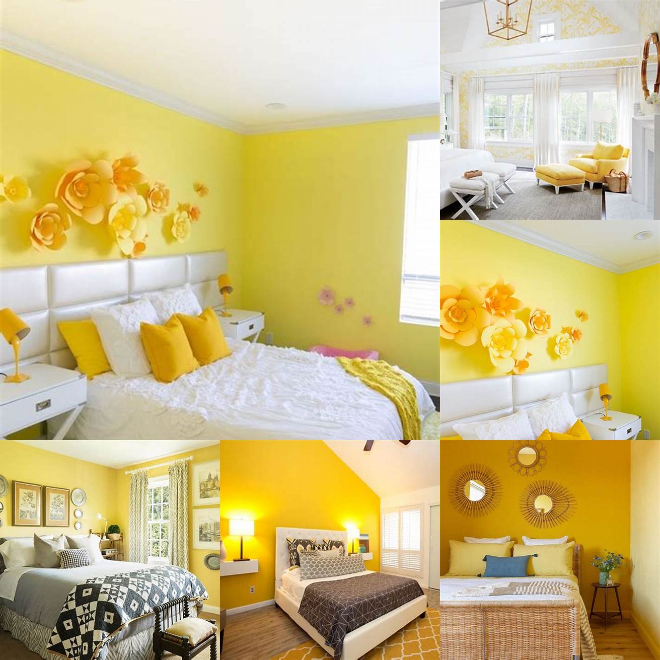 A bright yellow bedroom can add energy and warmth to your space