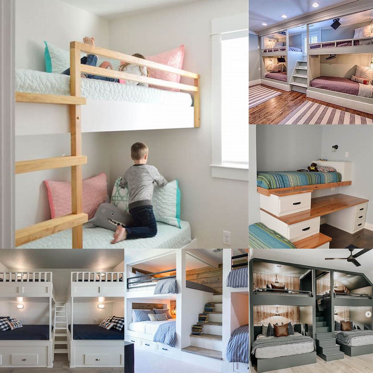 A bunk bed with built-in storage