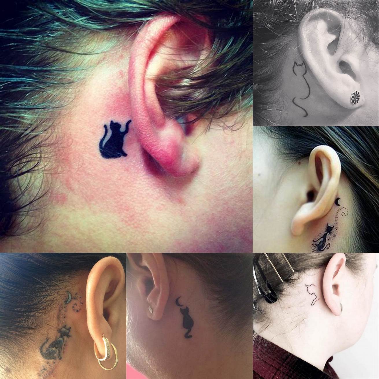 A cat behind the ear tattoo is a great first tattoo