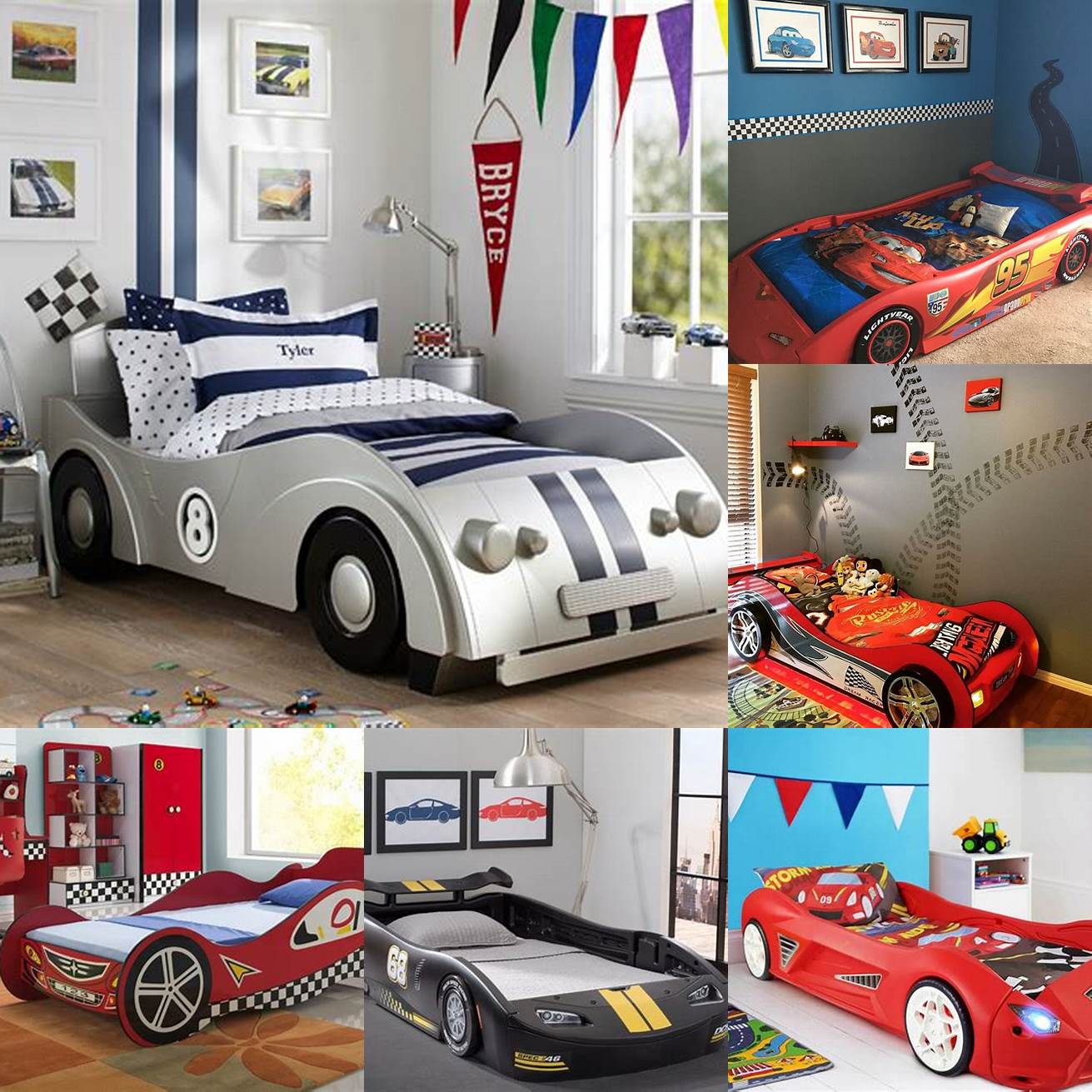 A classic sports car-inspired bed for little boys who love racing