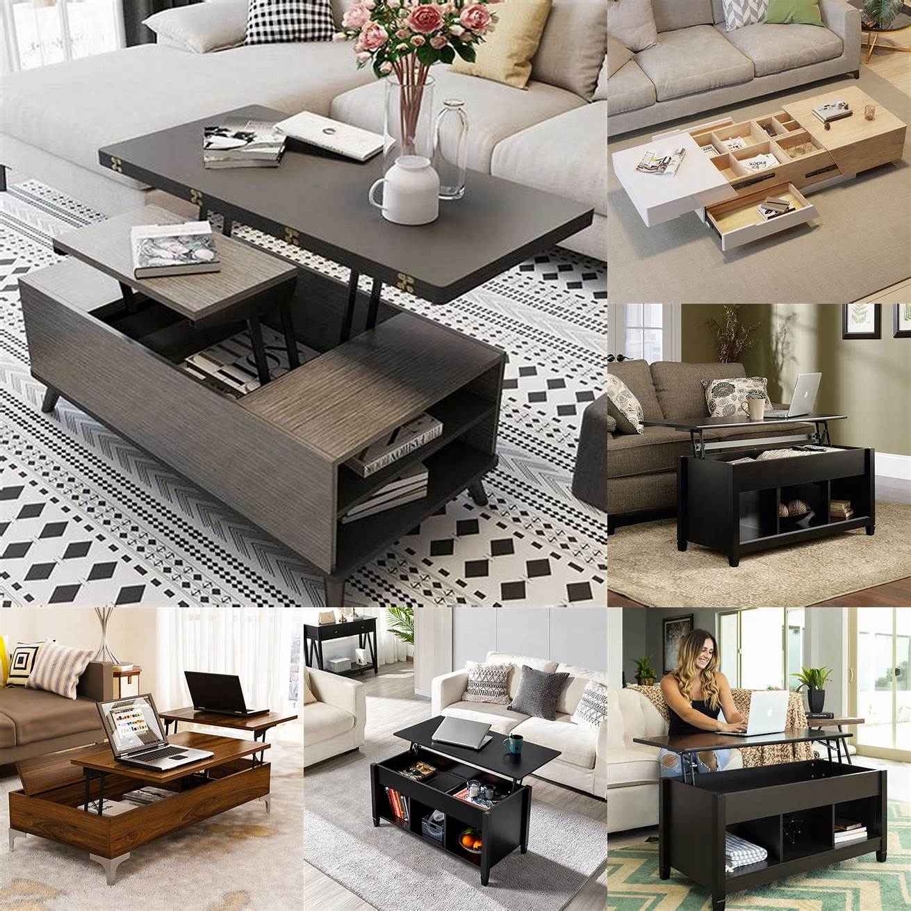 A coffee table with hidden storage can double as extra seating and storage