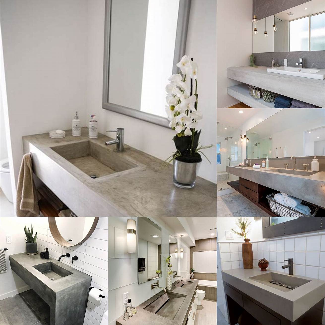 A concrete bathroom vanity base adds a unique and modern look to your bathroom