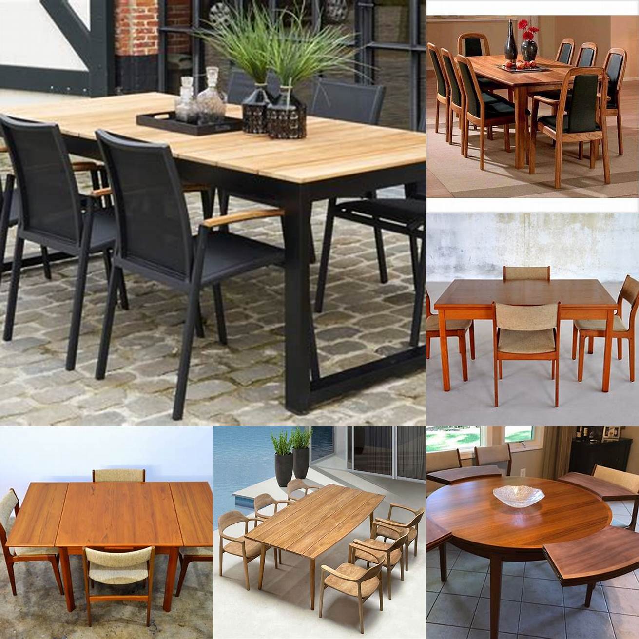 A contemporary teak dining table