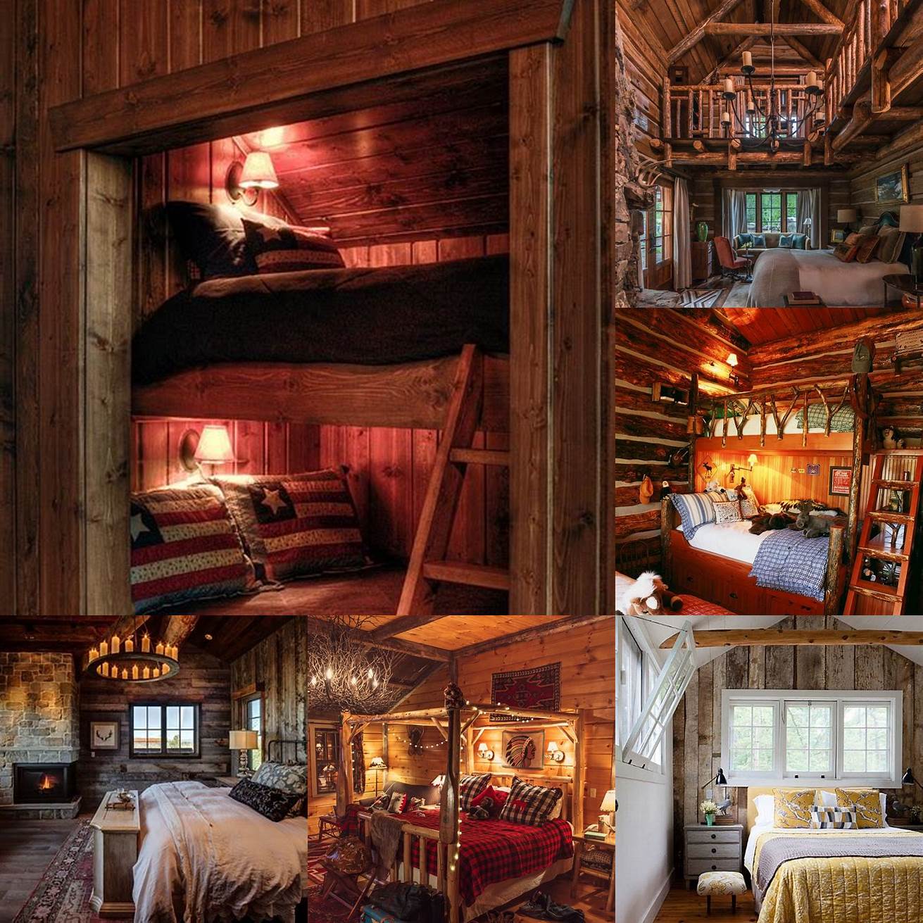 A cozy rustic hideaway bed in a cabin or a cottage