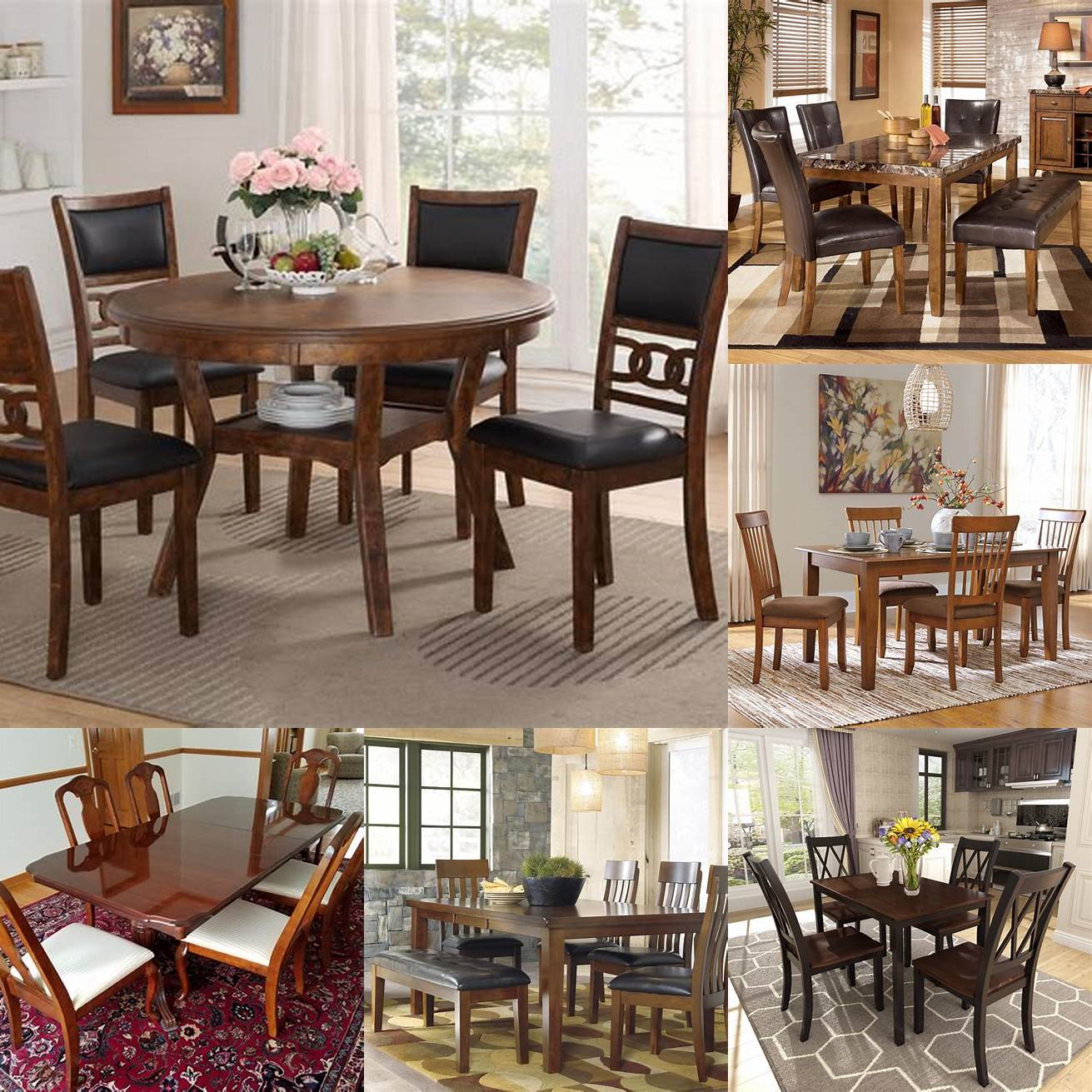 A dining table and chairs set