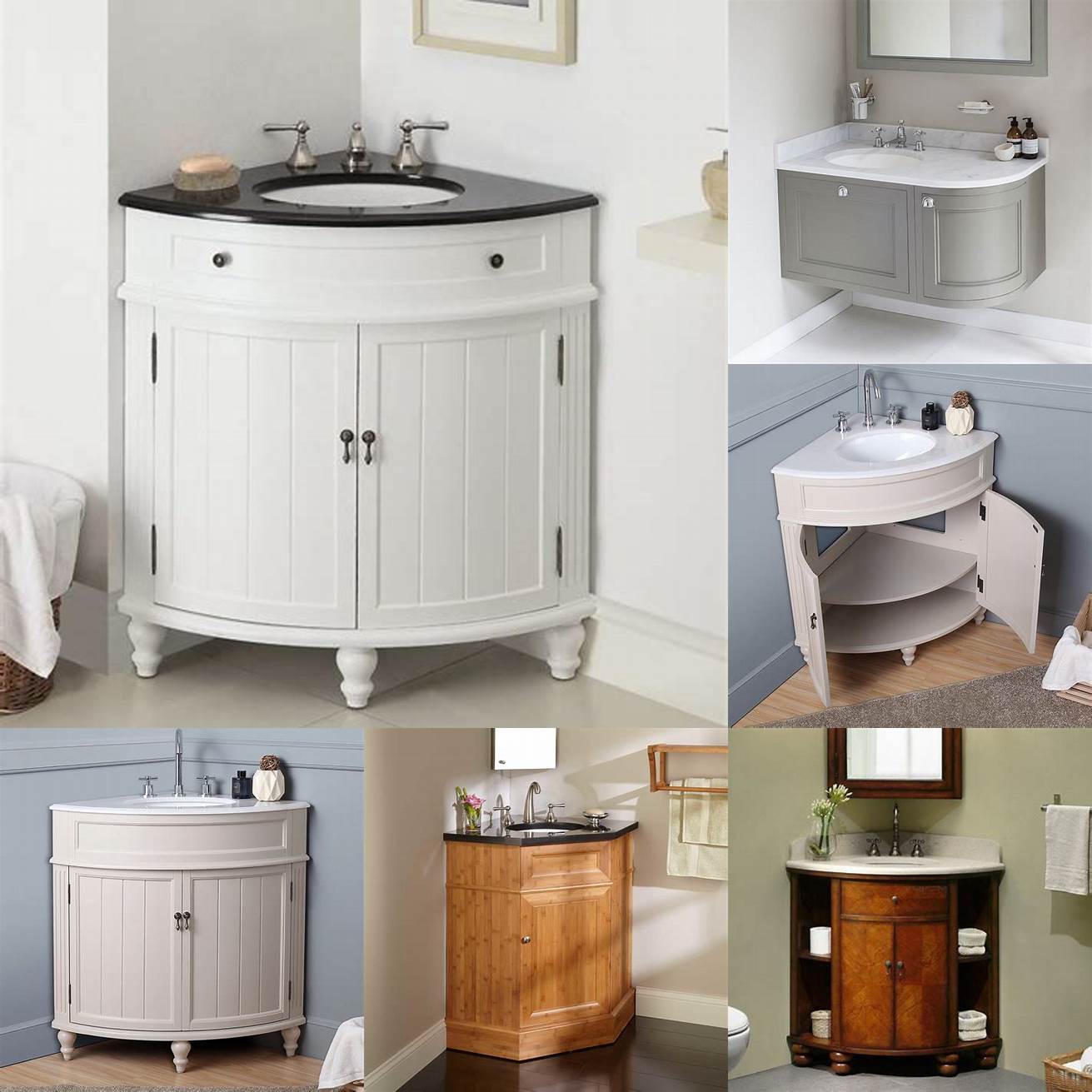 A freestanding corner sink vanity is perfect for larger bathrooms