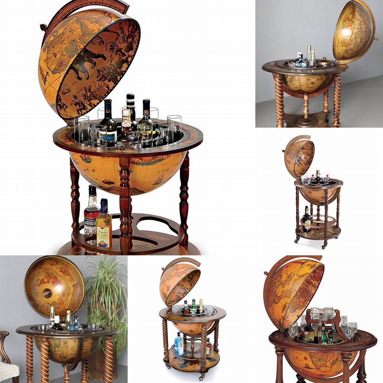 A globe bar with a vintage and retro feel can be a unique and functional piece of furniture in your home