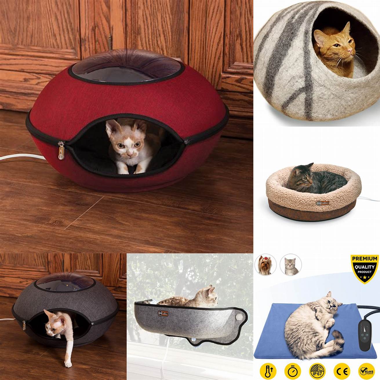 A heated cat bed with temperature control