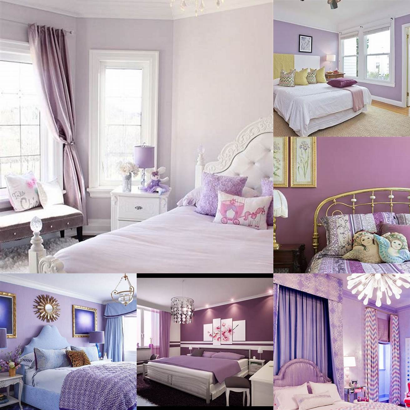 A lavender or purple bedroom can create a peaceful and relaxing atmosphere