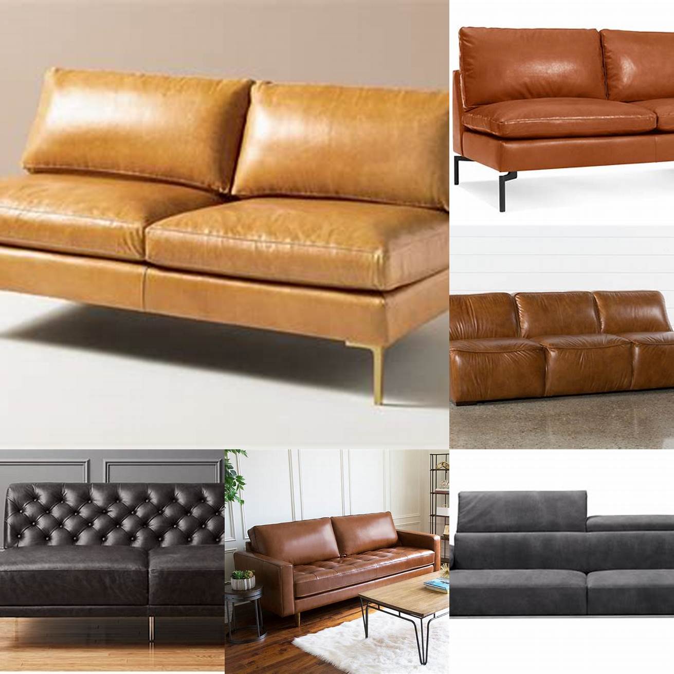 A leather armless sofa adds a touch of sophistication to any living space